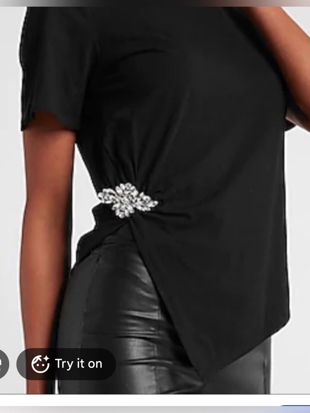 Express Embellished Side-Twist Black Women's Top
